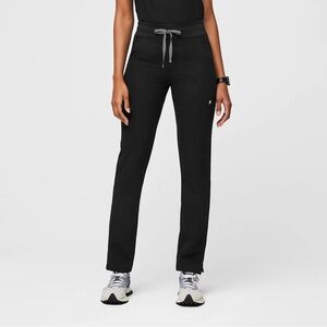 Figs Yola Skinny Scrub Pants in Black with Gray Draw string